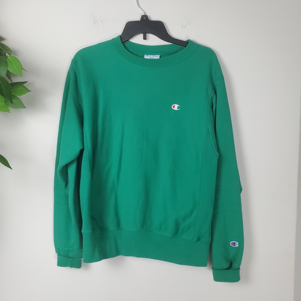 Champion Reverse Weave Green Men's Sweater Size Small Crewneck